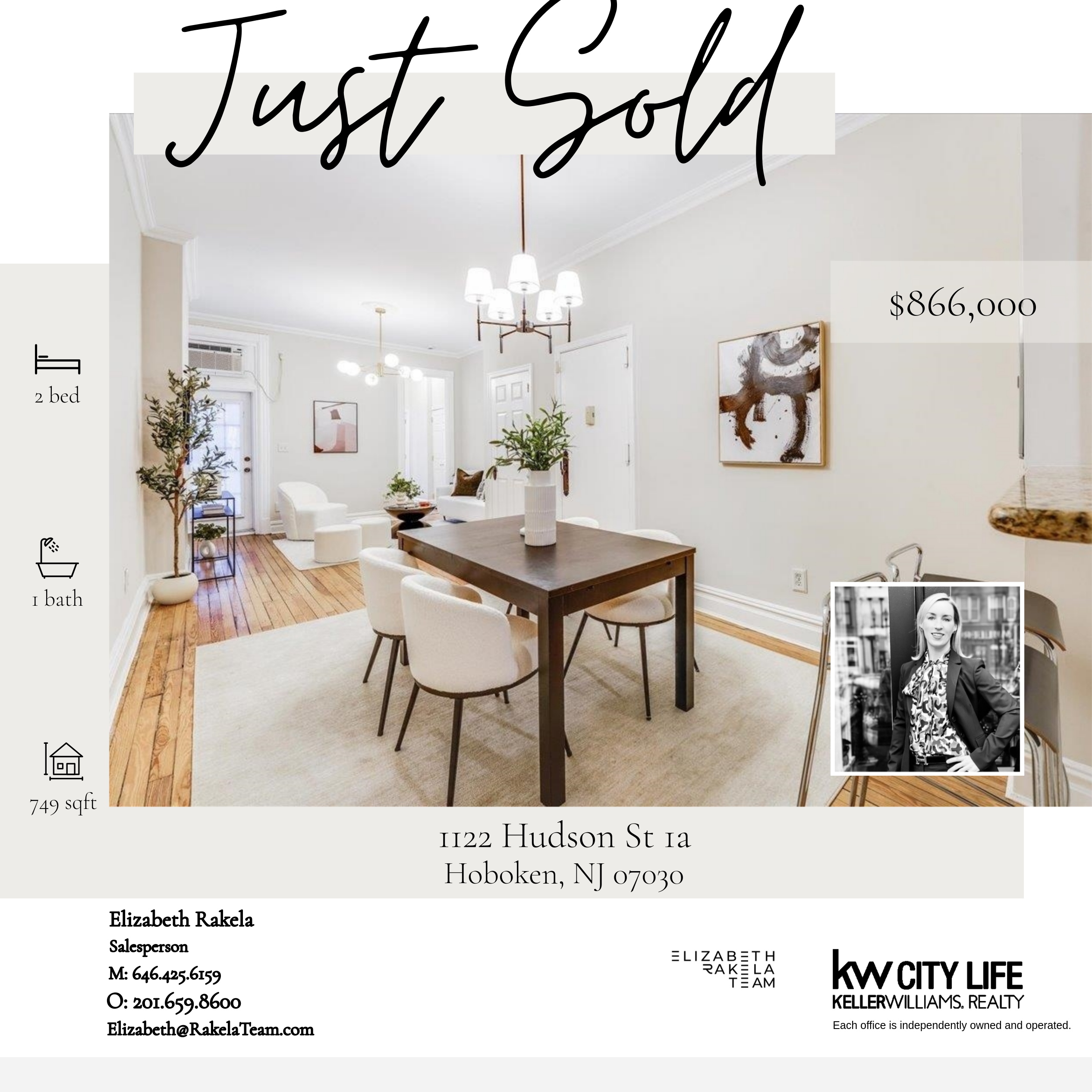 Just Sold! 1122 Hudson Street 1A, Hoboken